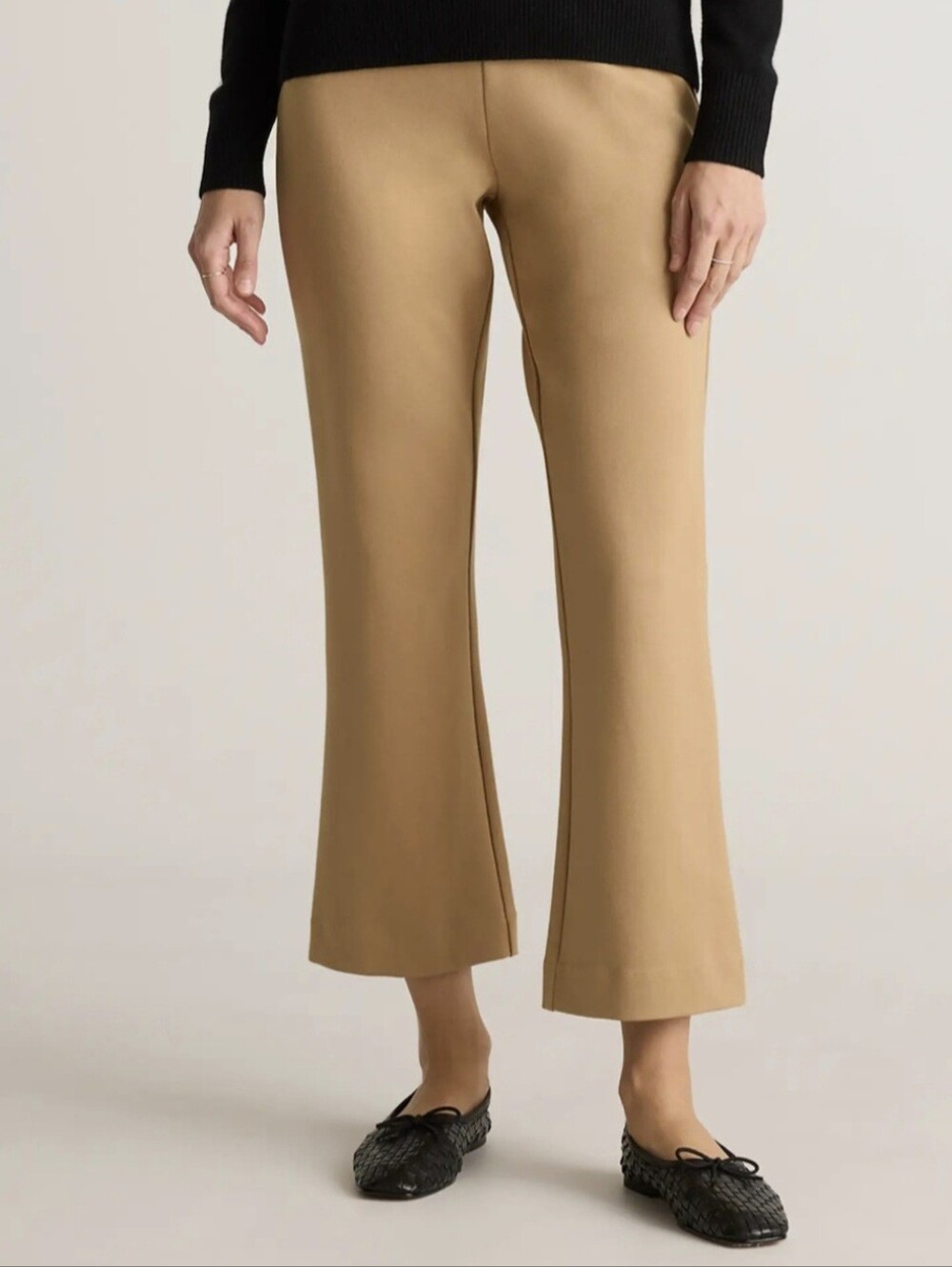 Quince Womens Kick Flair Soft Camel Tan Organic Cotton Double Knit Size - L